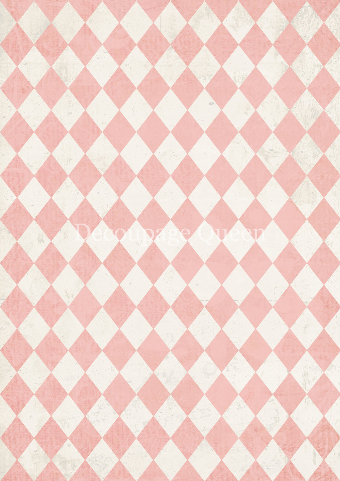 Decoupage Queen Rice Paper - Pink and Ivory Harlequin
