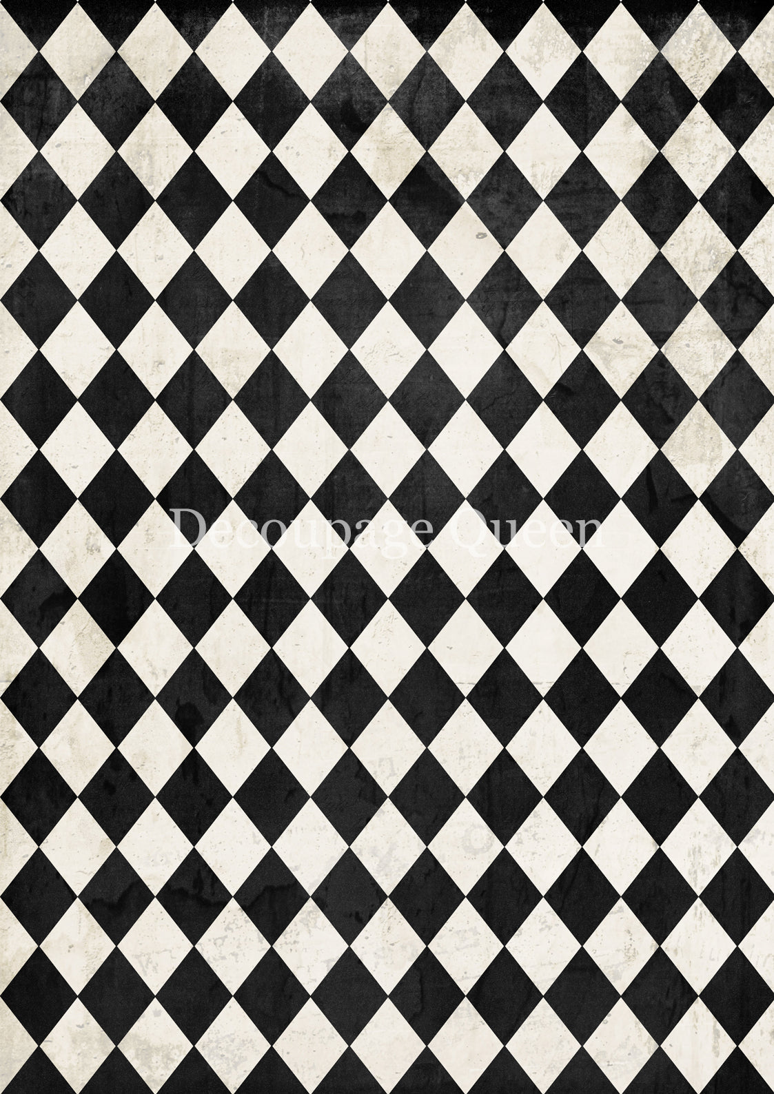 Decoupage Queen Rice Paper - Black and Ivory Harlequin