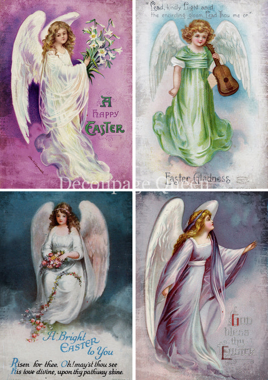 Decoupage Queen Rice Paper - Blessed Angels 4 Pack