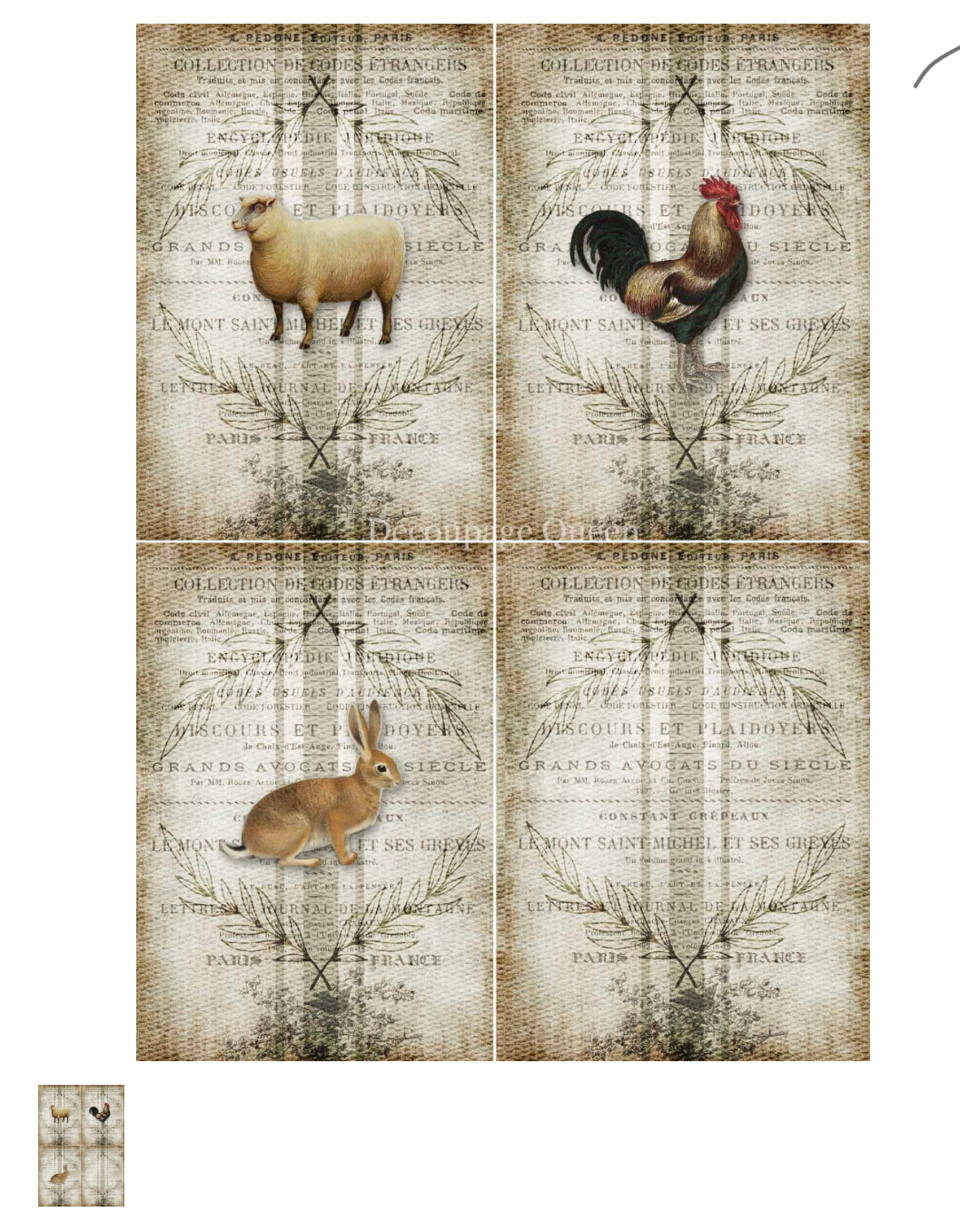 Decoupage Queen Grain Sack 4 Pack Rice Paper