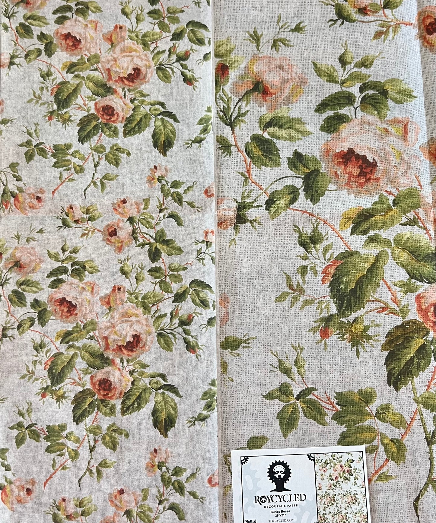 Roycycled Burlap Roses Decoupage Paper