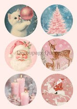 Decoupage Queen Pink Winter Ornaments