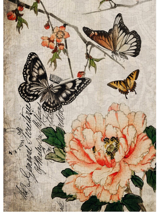 Butterfly Florals Roycycled Decoupage Paper